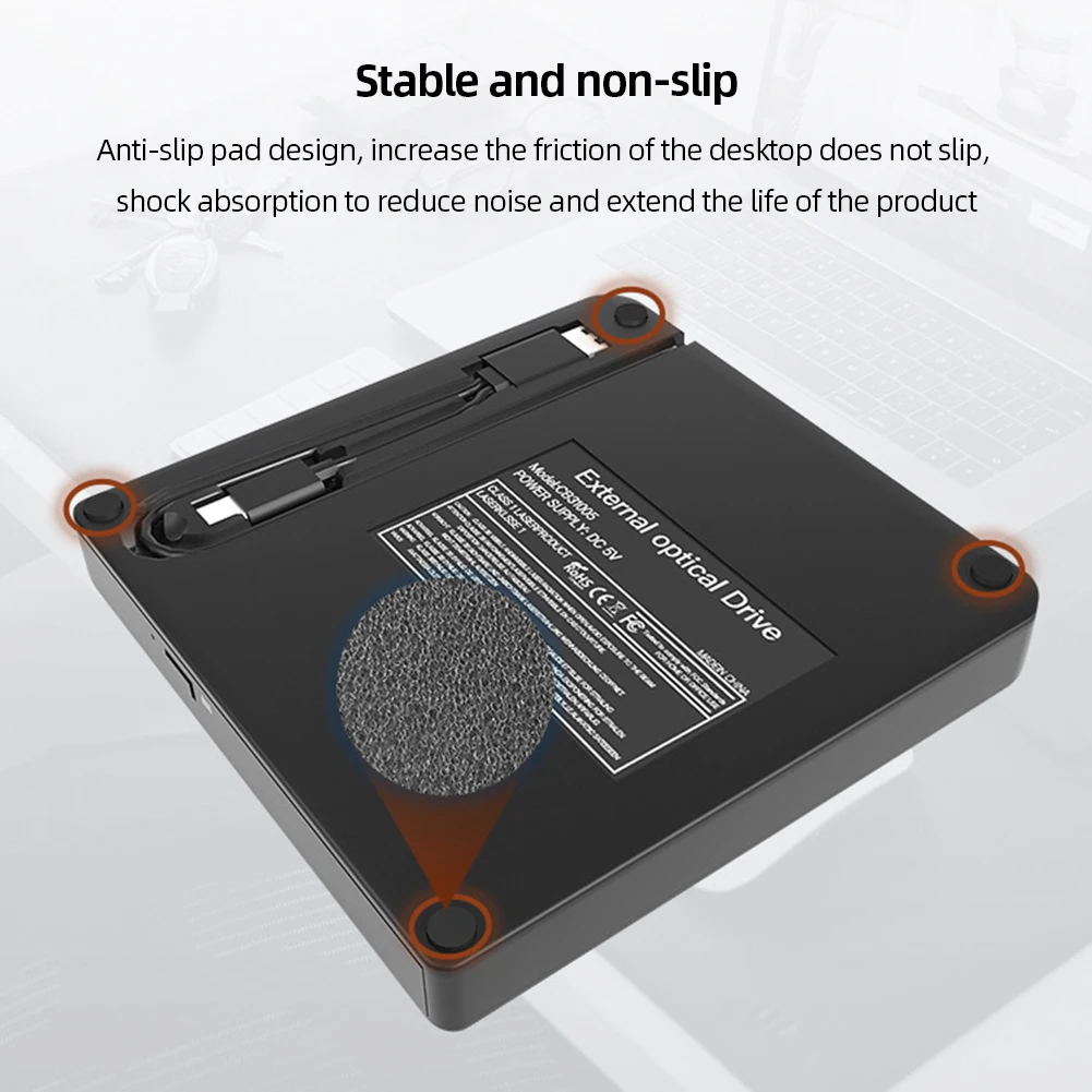 

DVD Burner USB 3.0 & Type-C Disk Reader Rewriter Drive for /Linux Windows 7/8/10/11 Laptop PC