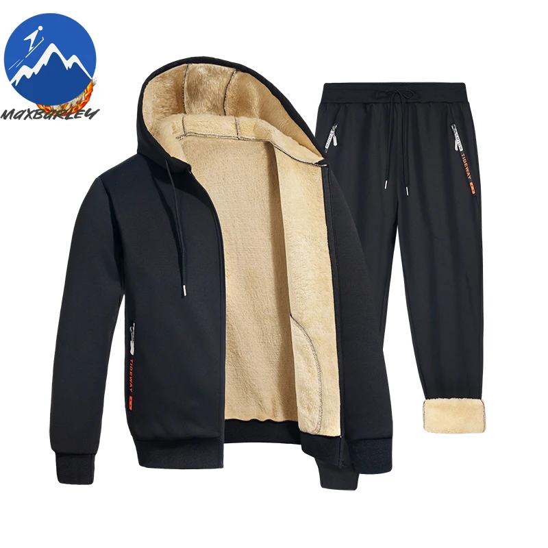 

Maxbarley Winter Sweat Suits Men Fleece Sportwear Zipper Jacket+pants Warm Sports Sets 2-piece Set Casual Thick Hoodie Tracksuit
