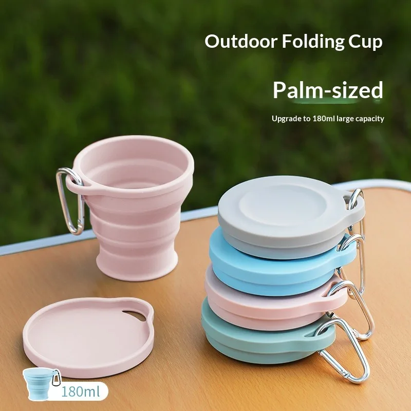 Folding Water Cup Travel Portable Hotel Brush Cup Outdoor Camping Compression Cup Retractable Silicone Cup  collapsible cup silicone cup
