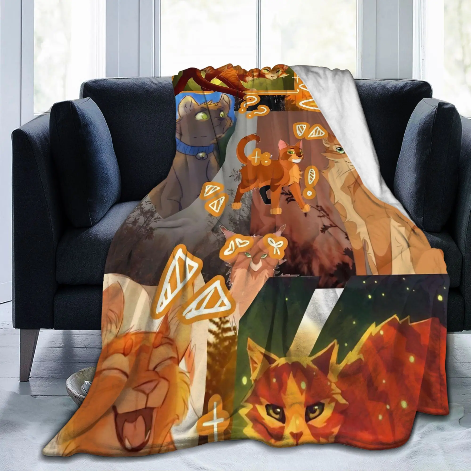 Warriors Fireheart Rusty Cats Flannel Blanket Cartoon Funny Bedding Throw Blanket for Bedspread Warm Travel Multifunction