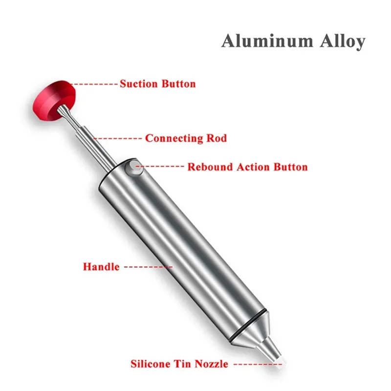 Imagem -03 - Alumínio Metal Professional Desoldering Bomba Solda Otário Ferramenta de Remoção de Solda Sucção a Vácuo com Bocal de Silicone