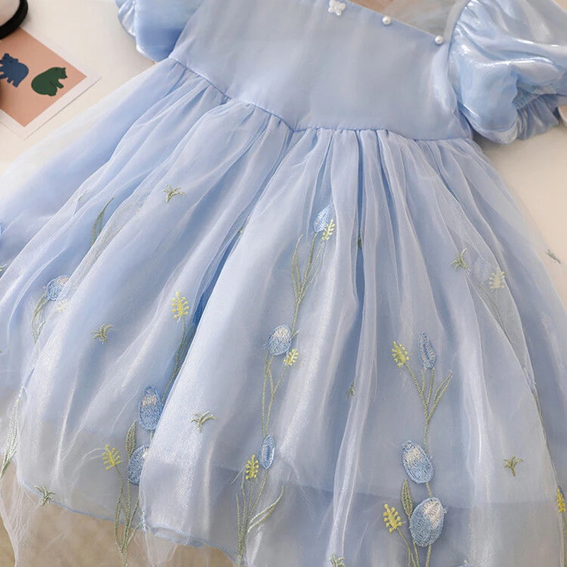 Summer Baby Dress Summer Girl Gauze skirt Birthday Princess Dress butterfly Floral Childrens Voile Puff Ball Gowns Dresses 2-8 Y