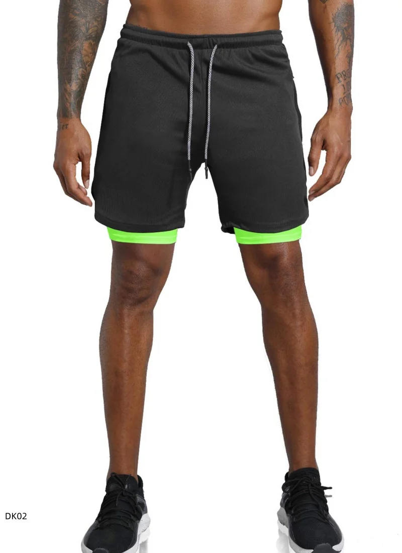 

Мужские спортивные шорты для фитнеса, летняя спортивная одежда, компрессионные шорты 2 в 1 с двойным слоем, мужские спортивные костюмы, шорты для бега и тренировок