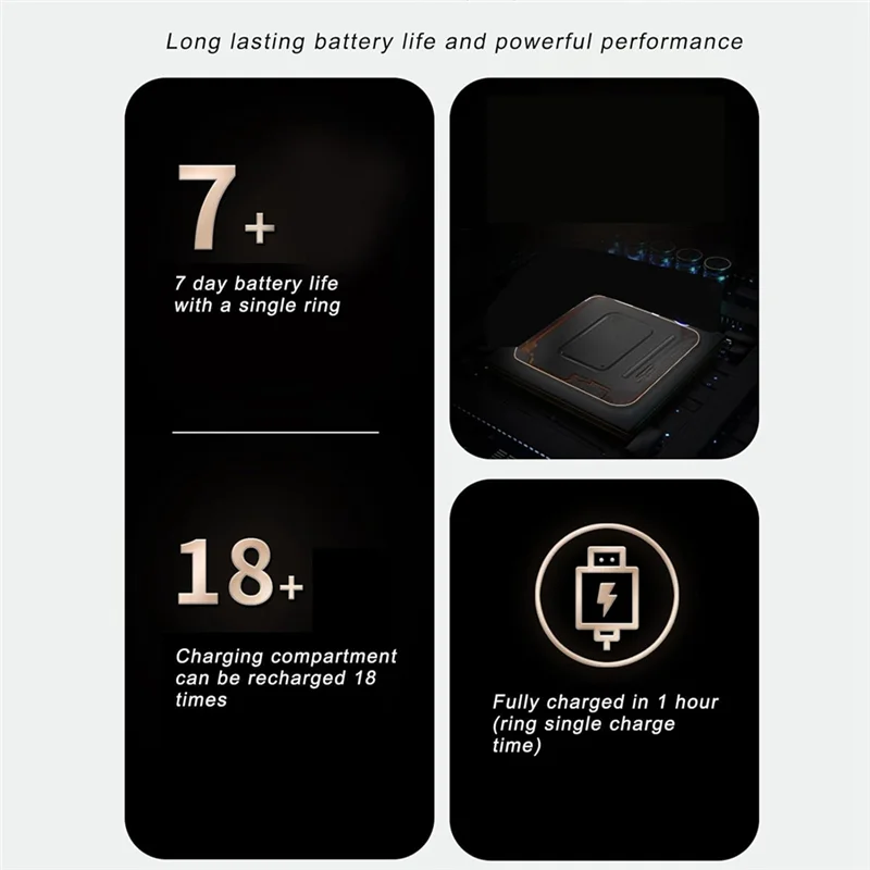 B92B-Intelligent Ring Health Tracker Multifunctional Health Monitoring Ring Super Long Battery Life Smart Ring Health Tracker