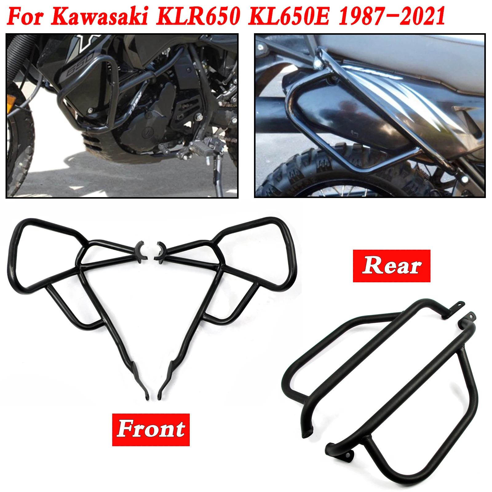 

Motorcycle Engine Guard Highway Crash Bar Bumper Frame Protection For KAWASAKI KLR650 KLR 650 KL650E 1987-2021 2020