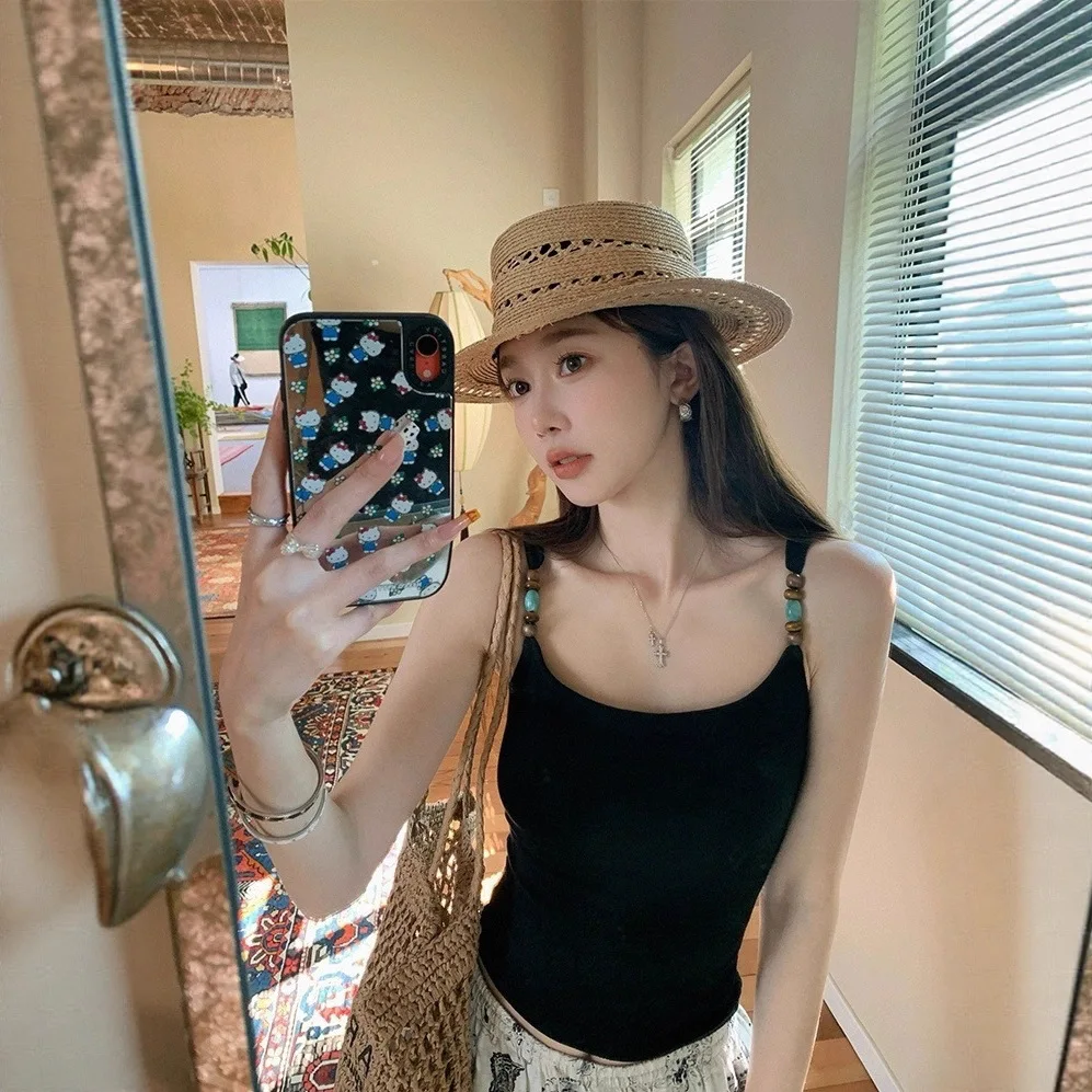 's Eye Stone Beaded Spicy Girl Purple Strap Vest Women's Outerwear Summer Inner Match Beautiful Back Bra One-Piece with Ch...