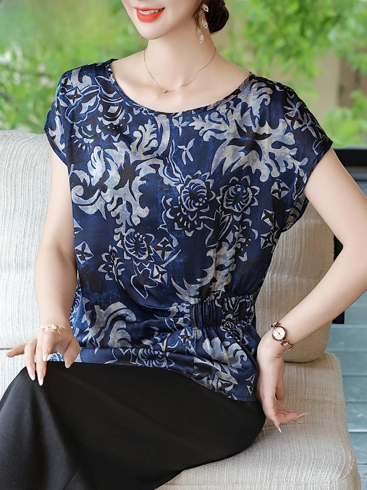 

Ele Ice Silk ort Sve Women's Summer Outfit Set for Middle-Aged And ly Faionable Korean Sle Loose Fit T-irt