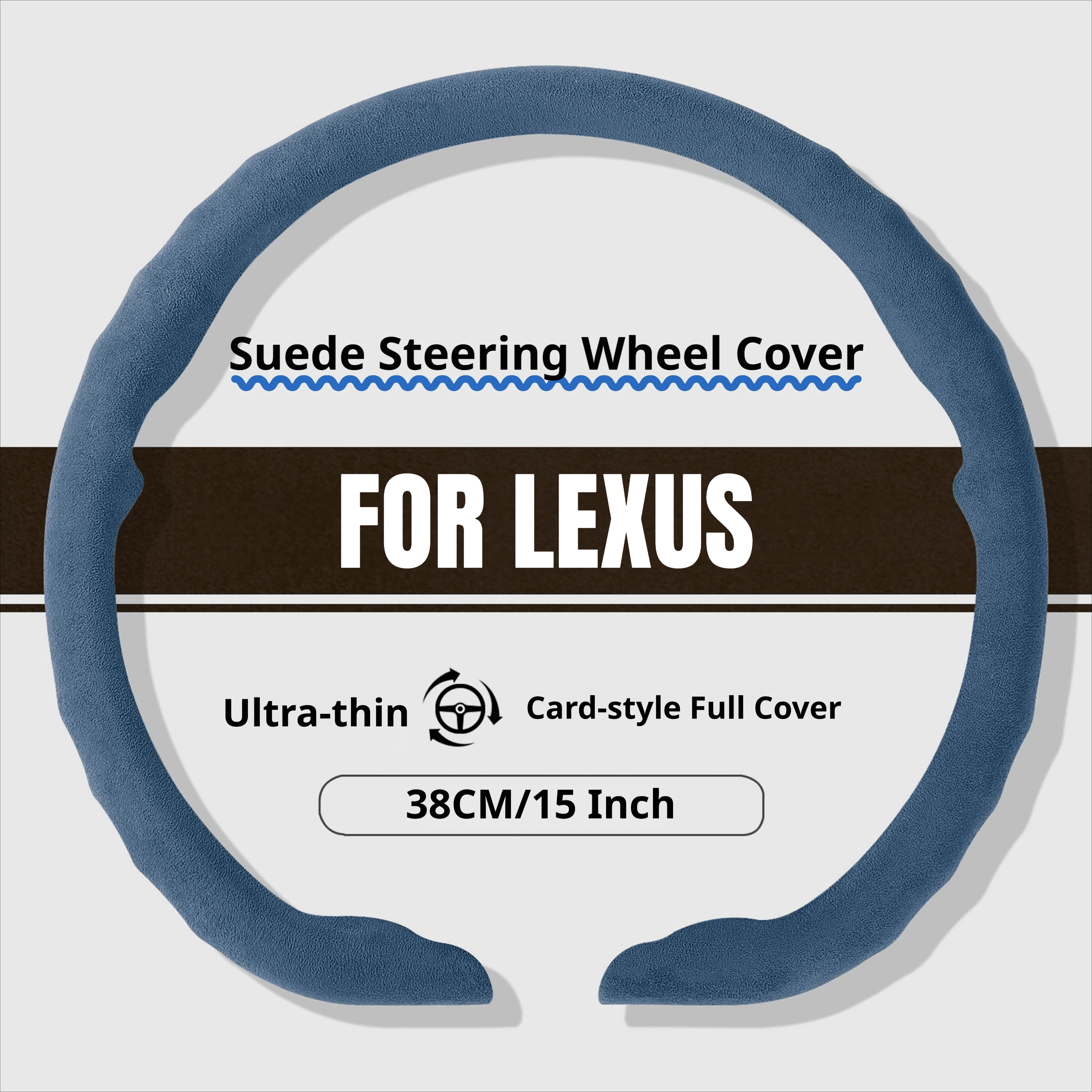 For Lexus Ultra‑Thin Suede Steering Wheel Cover Fit  Is Es RX Es300h Rx Lbx Es350h Rx350 Rx500h Nx350h Nx450h Auto Accessories