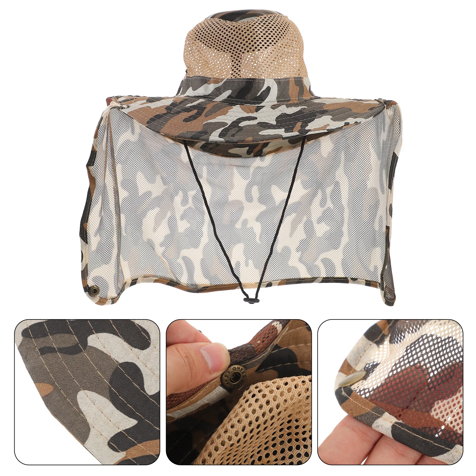 التمويه تنفس الرقبة شبكة حماية قبعة طويلة شبكة رفرف خفيفة الوزن سريعة الجافة مكافحة لدغة لصيد الأسماك في الهواء الطلق Boonie #2