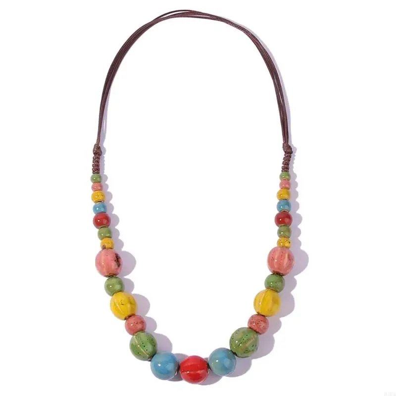 

94PA Lightweight Ceramic Disc Necklace Colorfast High Temperature Fired Design Chokers Contemporary Jewelry Gift