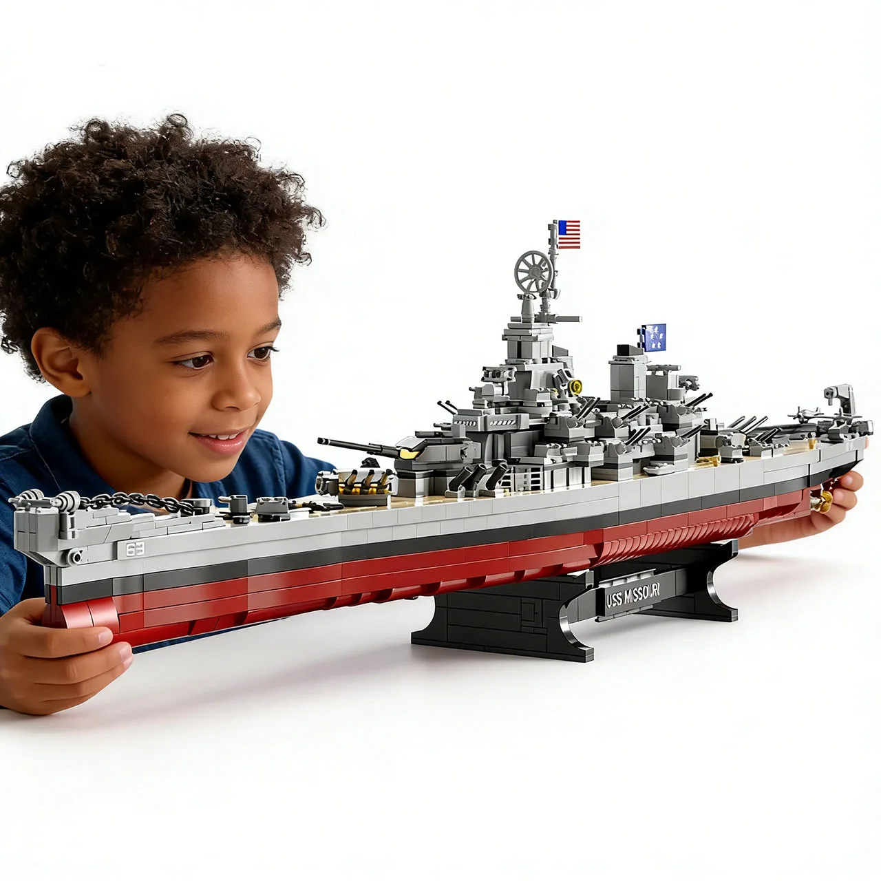 FC4230 Serie de Buques de Guerra Militares, Modelo de Bloques de Construcción del Crucero Missouri, Bloques de Construcción del Crucero Bismarck, Juguetes de Ladrillos para Niños, Regalos