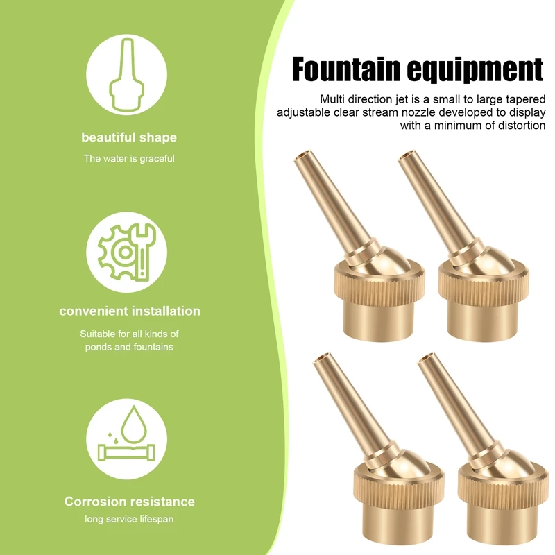 10Pcs 1/2 Inch DN15 Brass Jet Straight Adjustable Fountain Water Spray Nozzles Pool Nozzles Garden Landscape Decoration Fountain