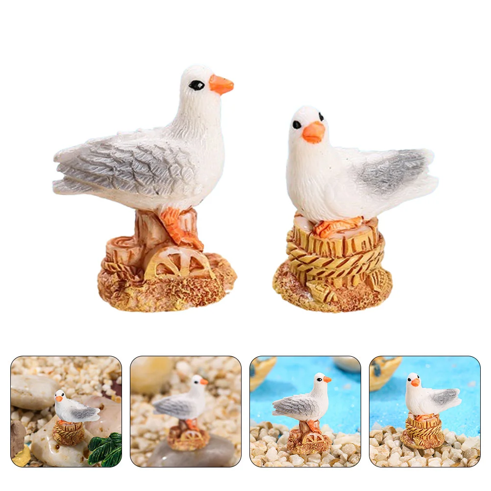 10 Pcs Seagull Statues Resin Ocean Bird Decor Mediterranean Style Mini Landscape Home Office Desk Garden Figurine Set 5 Each