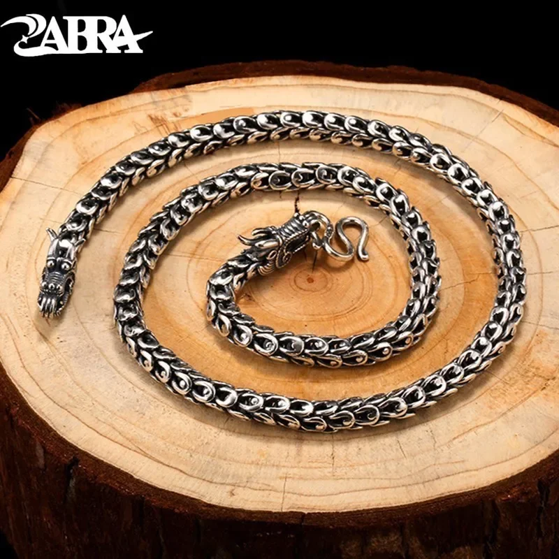 

ZABRA Dragonscale Necklaces Solid 925 Sterling Silver Vintage Gothic Chain Length 55cm For Men Fashion Steampunk Retro Jewelry