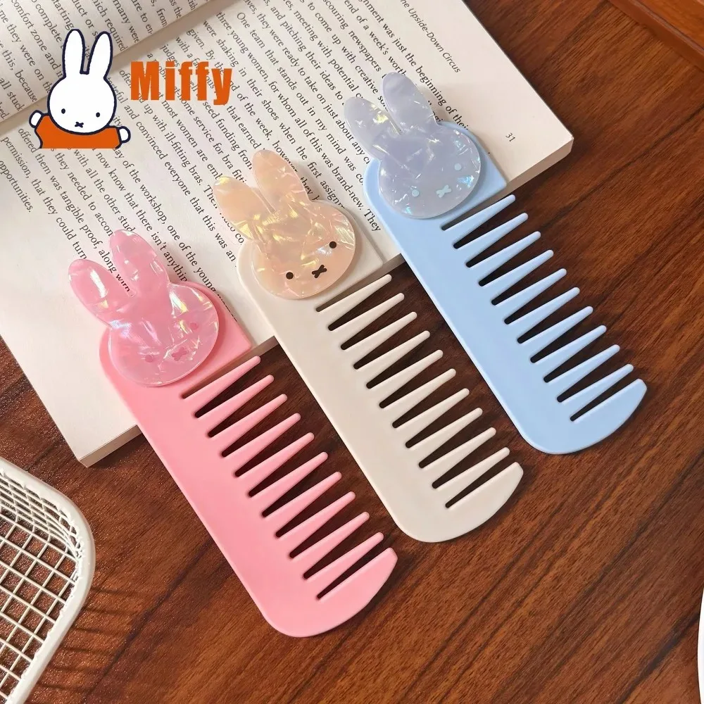 Kawaii Miffy Comb Cute Rabbit Hairbrush Pocket Comb Portable Pearlescent Bangs Styling Travel Makeup Gift