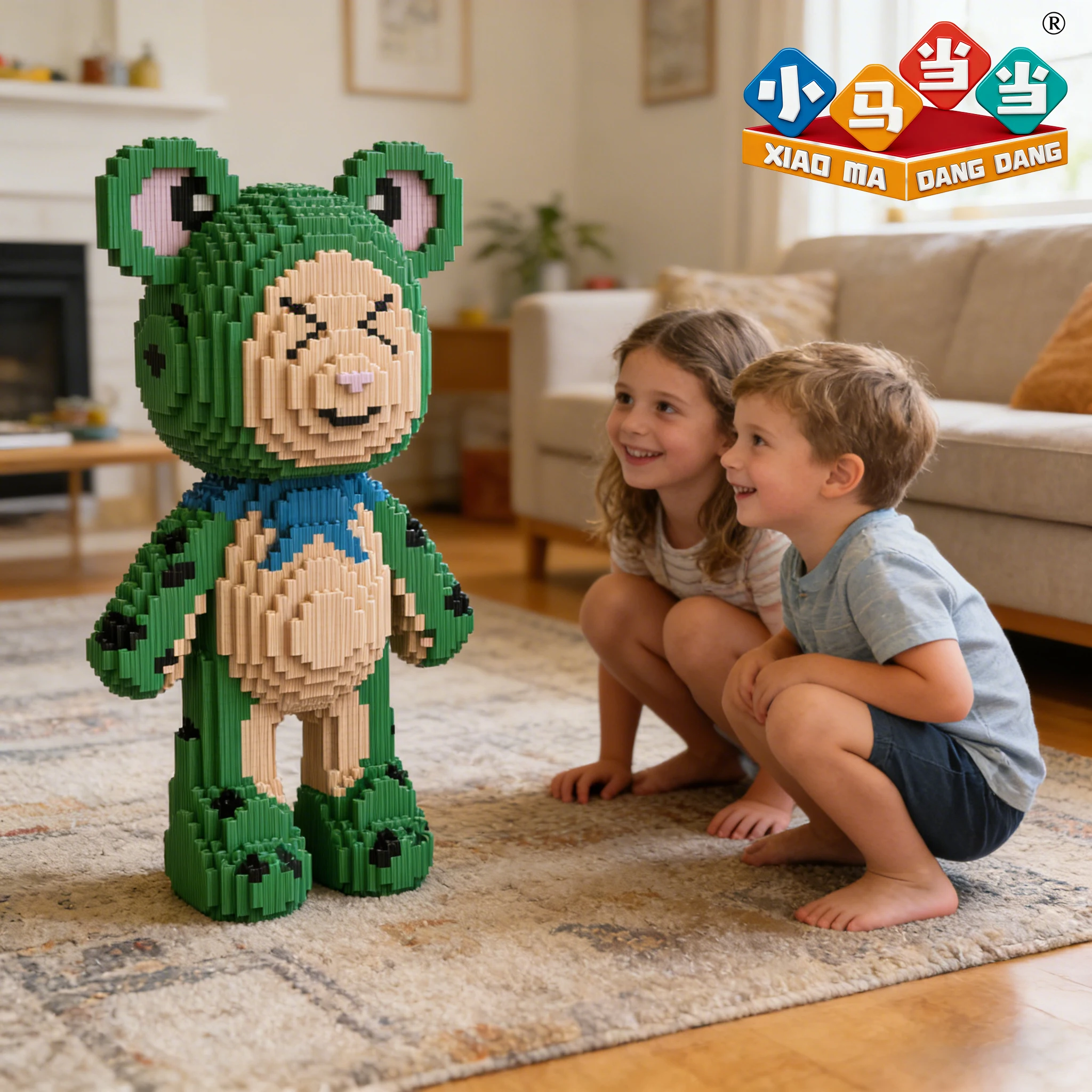 

46CM Cartoon Frog Violent Bear Building Blocks Toy Educational DIY Assembly Toys Kawaii Model Mini Bricks Toys for Birthday Gift