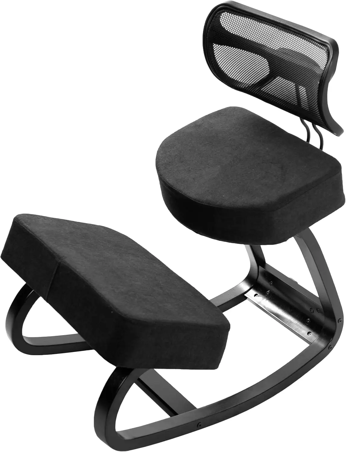 

Ergonomic Rocking Kneeling Chair with Back Support & Angle Posture seat, Black Frame & Cushions - Home/Office Furniture