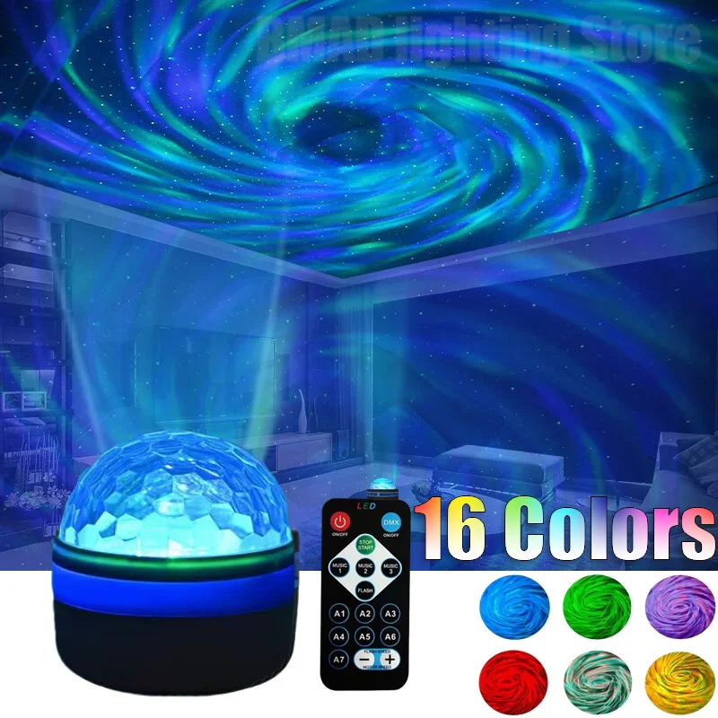 LED Starry Galaxy Projector Night Light Rotating Star Moon Lamp Bedroom Aurora Projector Light Atmosphere Decor Lamps Gift Light