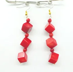 Very classic! Natural red coral earrings, best gift for ladies