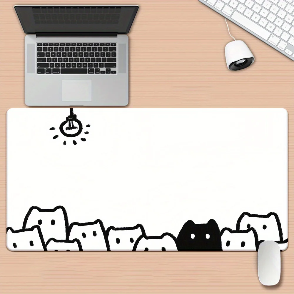 1PC Simple Cat Pattern Large Desk Pad HD Printed Multifunctional Gaming Mouse Pad Keyboard Mat Gift for Office PC Gamers