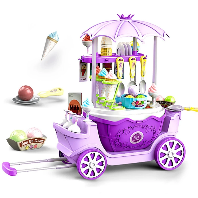 

Ice Cream Shop Toys For Kid - Toddler Ice Cream Maker And Store Cart Pretend Playset Scoop And Learn Edutational Toy