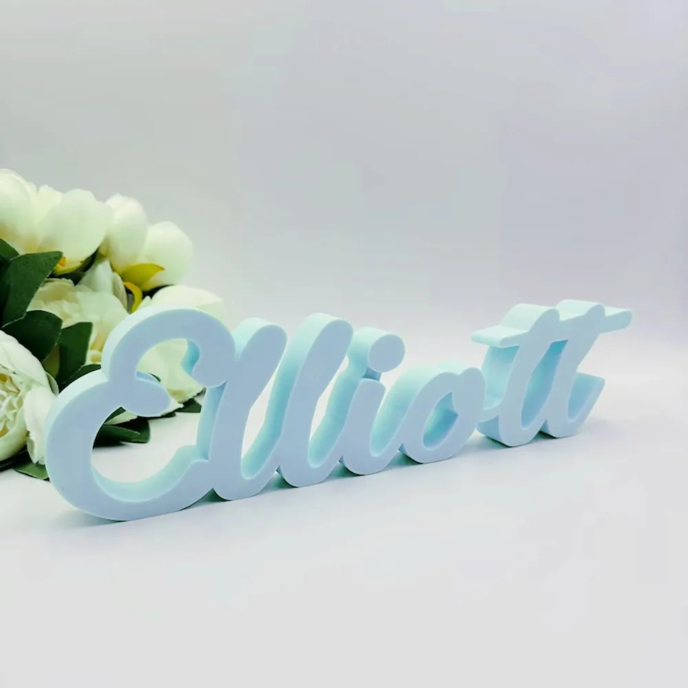 1pc Custom cartoon style PVC Wooden Name Plaque, Bedroom Room Table Decor,Ornament for Nursery Baptism Wedding Anniversary Gift