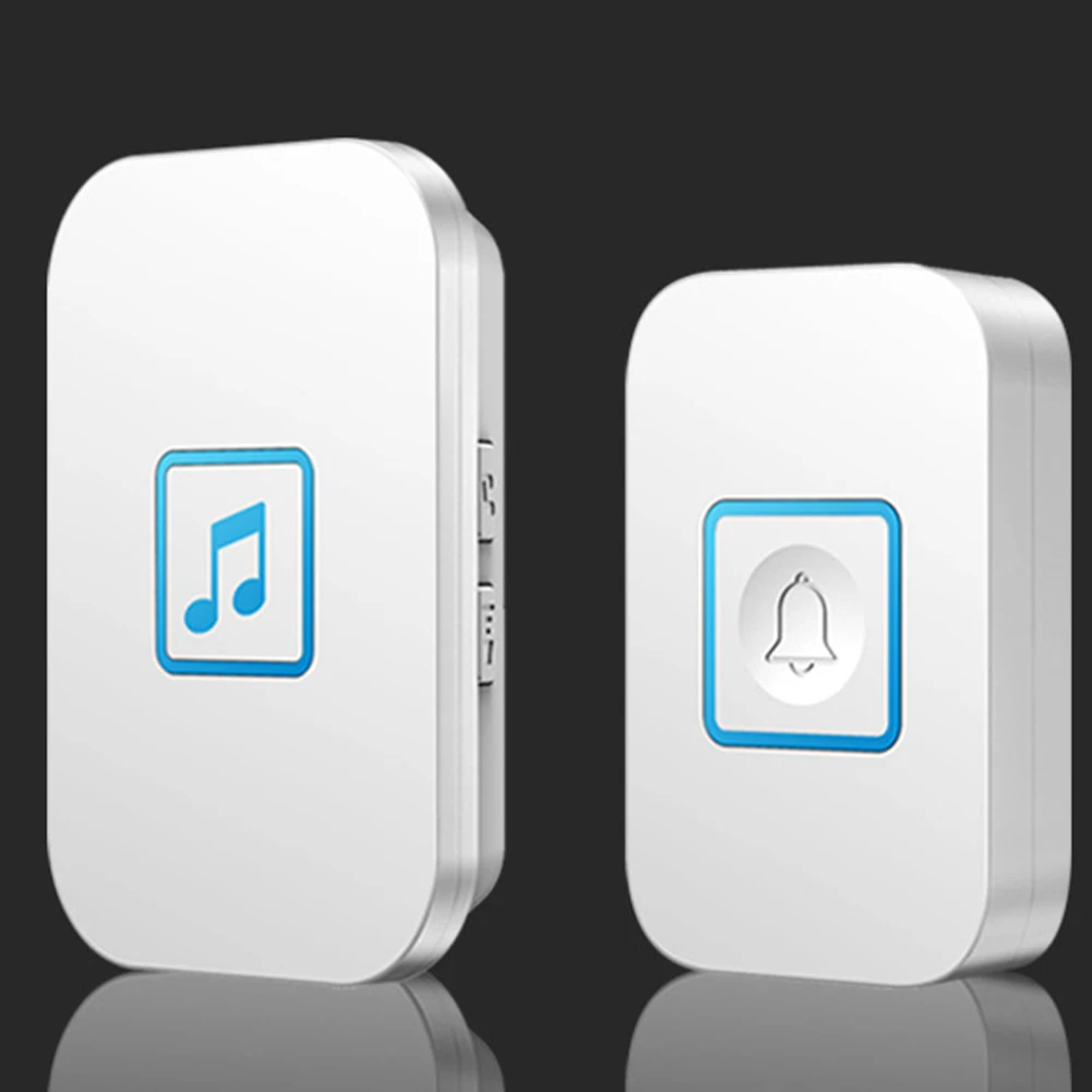 Easy Install Receiver Wireless Doorbell Classroom Home Office 5 Levels Adjustable Volume Play Music LED Flash Outdoor Waterproof