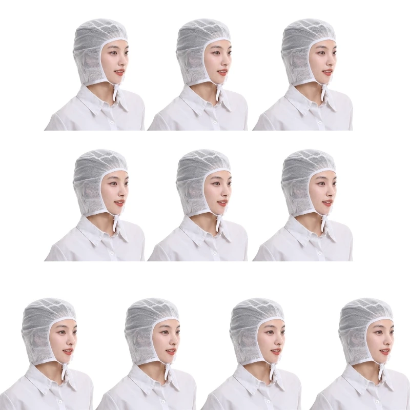 10Pcs Breathable Kitchen Hairnet Adjustable Kitchen Cooking Hat Service Hair Net for Women Men Service Staff