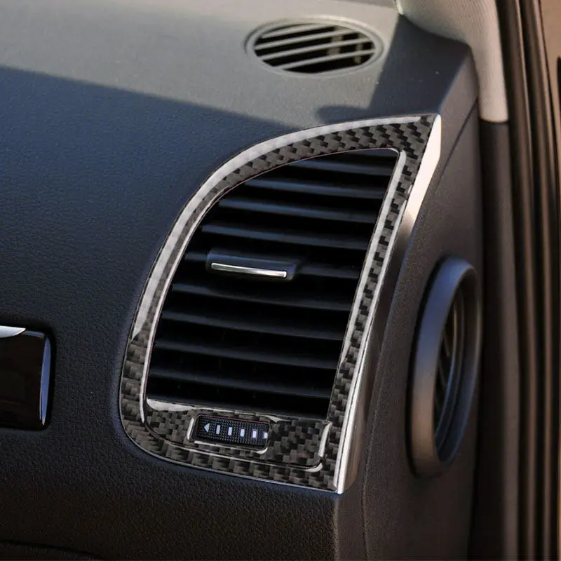 For Audi Q7 2007 2008 2009 2010 2011 2012 2013 2014 2015 Car Dashboard Panel Air Vent Outlet Frame Trim 4pcs Soft Carbon Fiber
