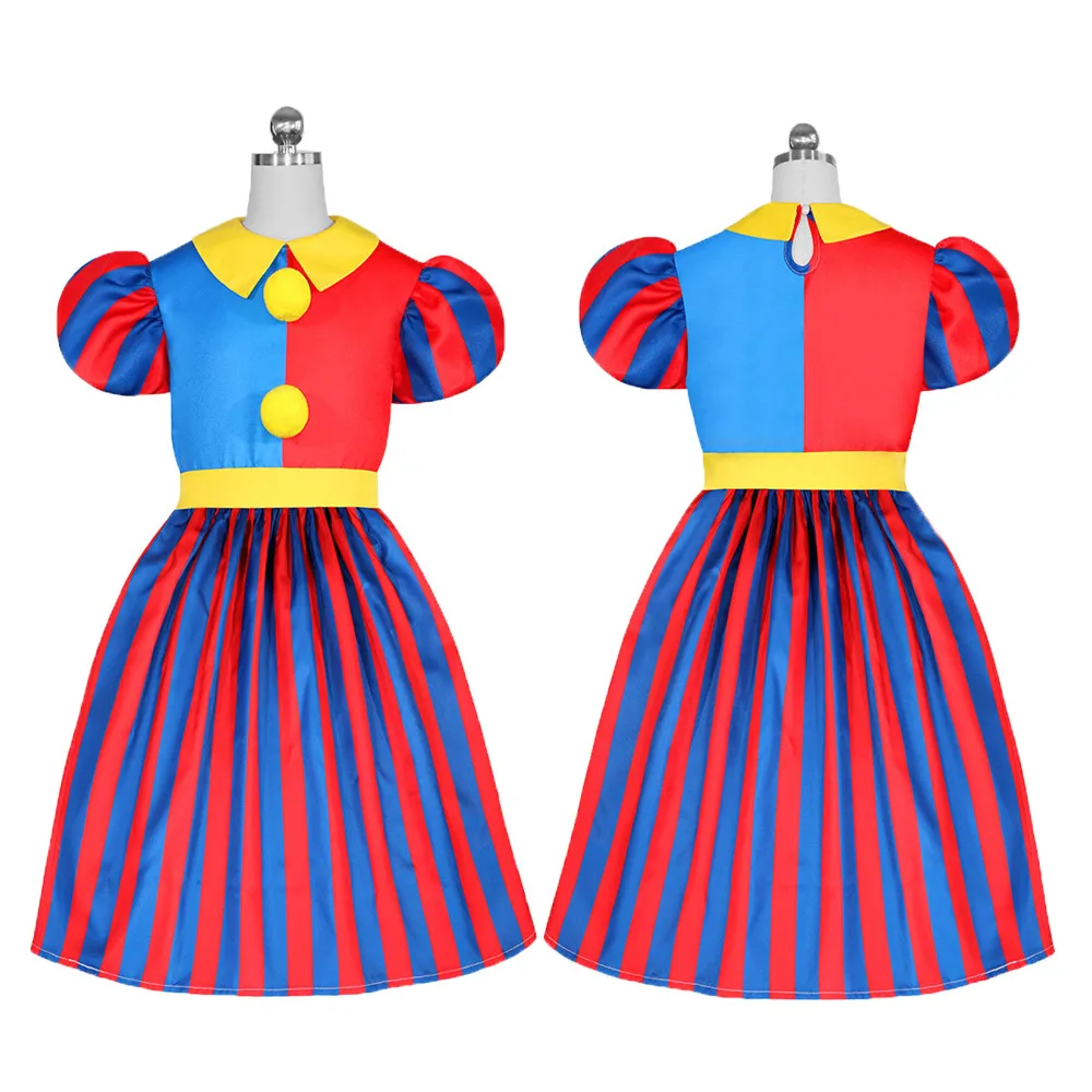 

Anime Pomni Cosplay Costume Magical Circus Clown Dress Uniforms Suits for Kids Outfit Halloween Carnival Party Clothes Roleplay