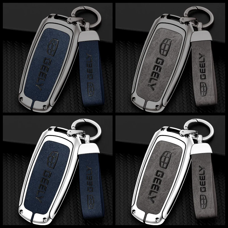 Car Key Case Shell Auto Emblem Keychain Ring For Geely Atlas Boyue NL3 X6 EX7 Emgrand X7 SUV GT GC9 GC6 Borui Coolray EC7 GX7