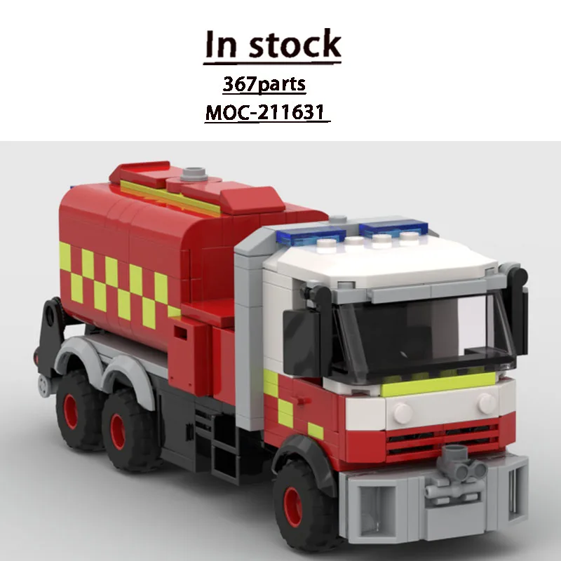 moc-211631urban-traffic-fire-water-tank-truck-building-block-model-367parts-creative-boys-children's-birthday-christmas-toy-gift
