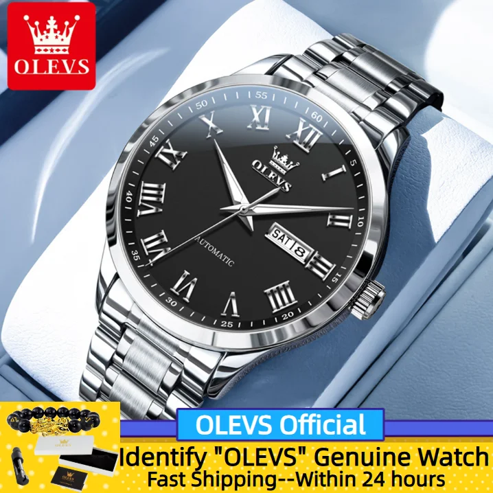 

OLEVS 7075, автоматические мужские часы, высококачественные наручные часы из нержавеющей стали, водонепроницаемые светящиеся механические часы для мужчин