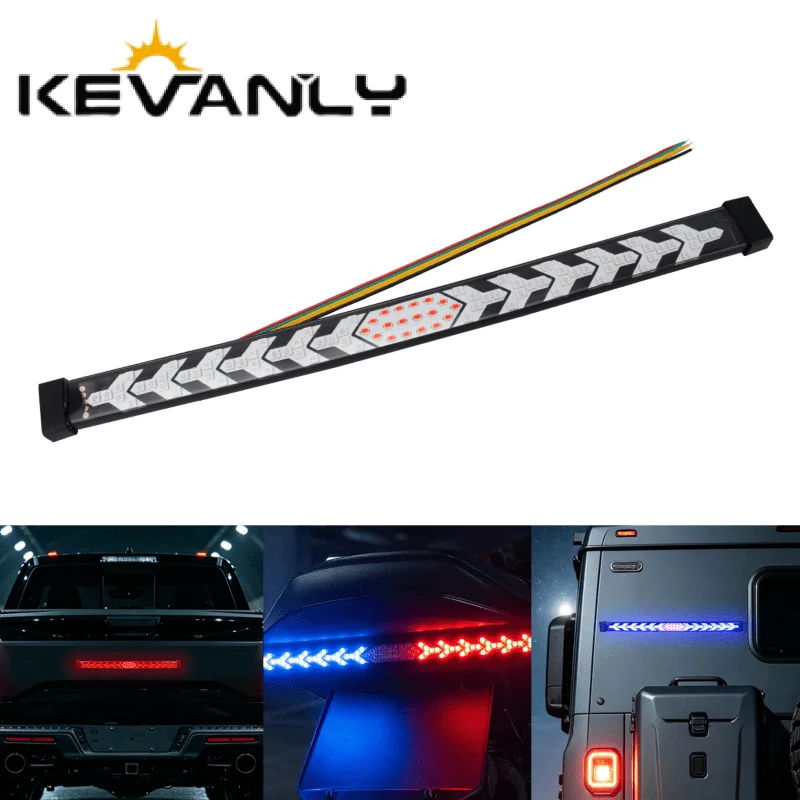 12V 24V Car Tail Fishbone LED Pickup Tailgate Light Bar RGB Flashing With Turn Signal Multi-mode Streamer for UTV ATV Truck RV