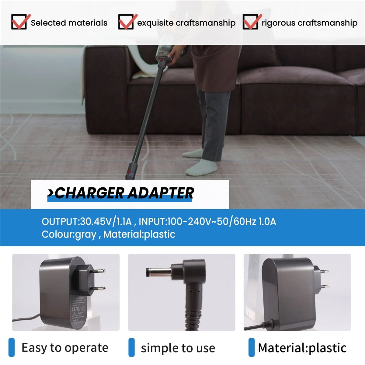 populaire oplader voor Dyson V10 V11 stofzuiger netsnoeradapter vervangbare onderdelen EU-stekker