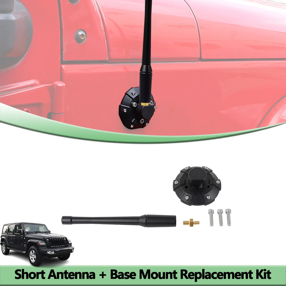 

15cm Short Antenna Base Mount Set for Jeep Wrangler JK JL JLU JT Rubicon Sahara 2007-2026 Replacement Parts Car Accessories