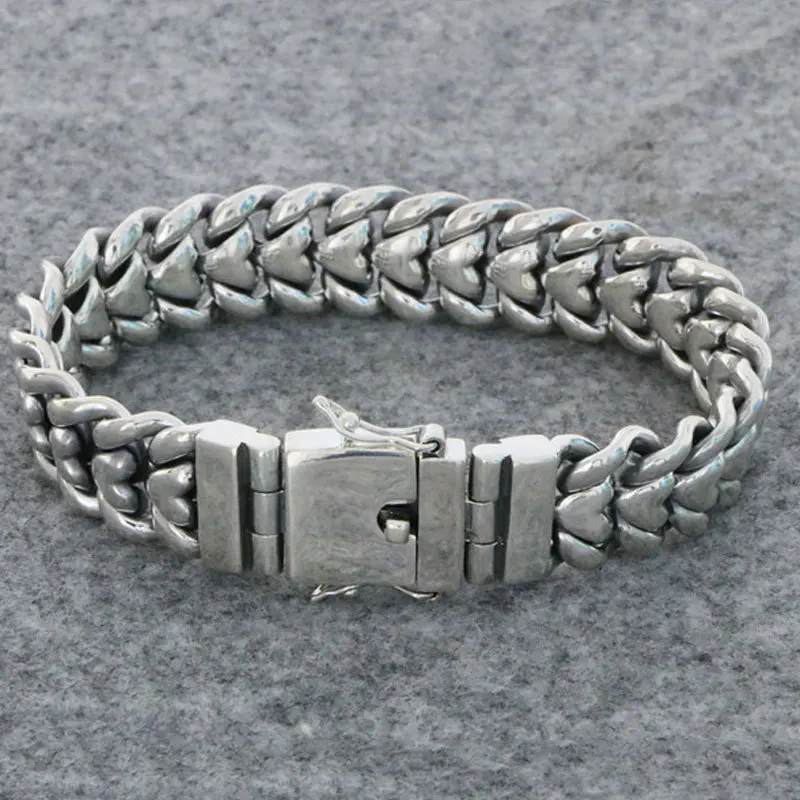 

S925 Sterling Silver Simple, Fashionable, Smooth Face Love Bracelet Wide Boldand Versatile Heavy Industry Wide Edition Silver