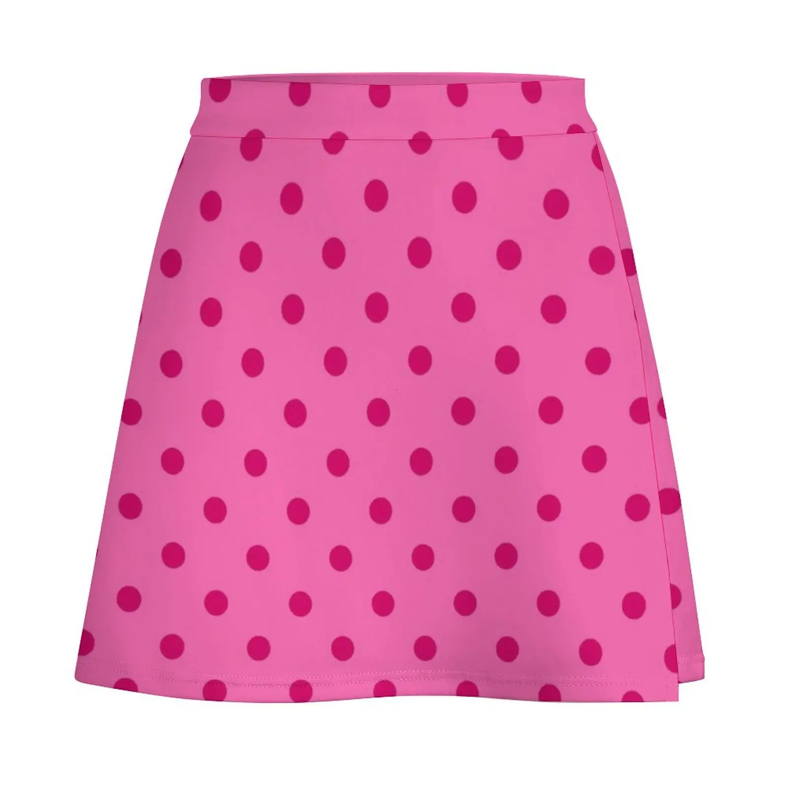 Medium Dark Hot Pink Polka Dots on Light Hot Pink Mini Skirt mini skirts women's skirt 2025 trend Womens dresses Mini Skirt