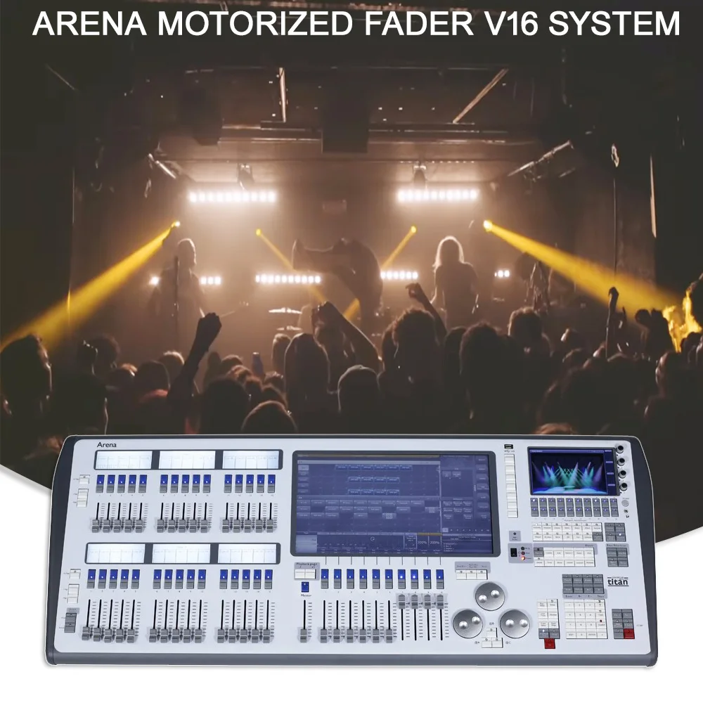 Arena-controlador de iluminación de escenario motorizado, consola Titan, Tiger Touch, estuche de vuelo, embalaje para fiesta, cabezal móvil, V16