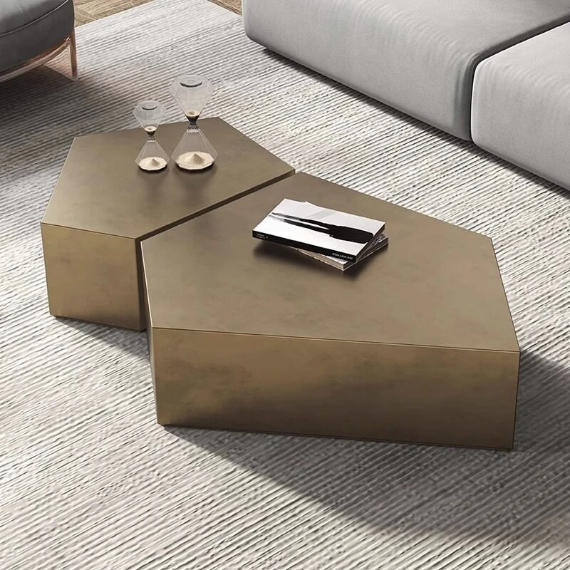 luxury bronze brushed coffee table combination designer creative stainless steel living room special-shaped coffee table table