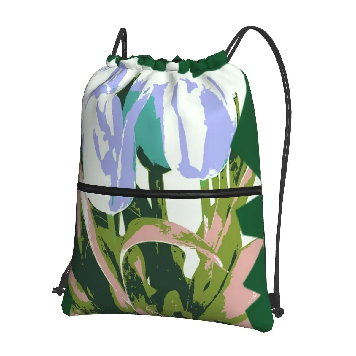 Pop Art Spring Tulips Abstract Floral Bouquet By Iritof Portable Backpacks Drawstring Bag Drawstring Bundle Pocket Shoes Bag