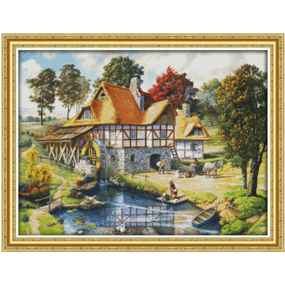 

Набор для вышивки крестом мельницы 18ct 14ct 11ct с принтом на холсте, вышивка своими руками, рукоделие ручной работы