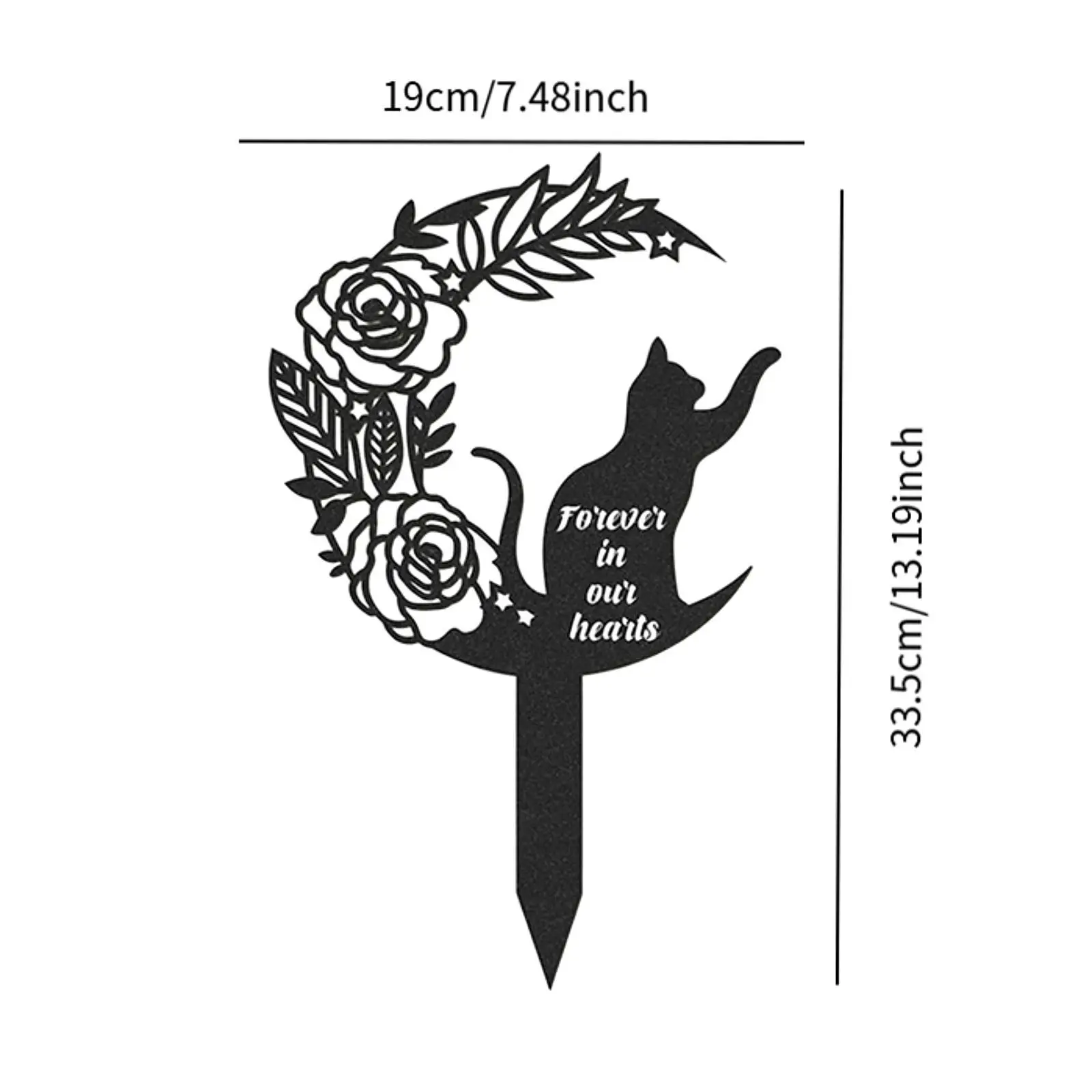 Cat Memorial Garden Stake Silhouette Statue Cemetery Grave Plaque Stake Gravesides Burial Stake for Garden Owner