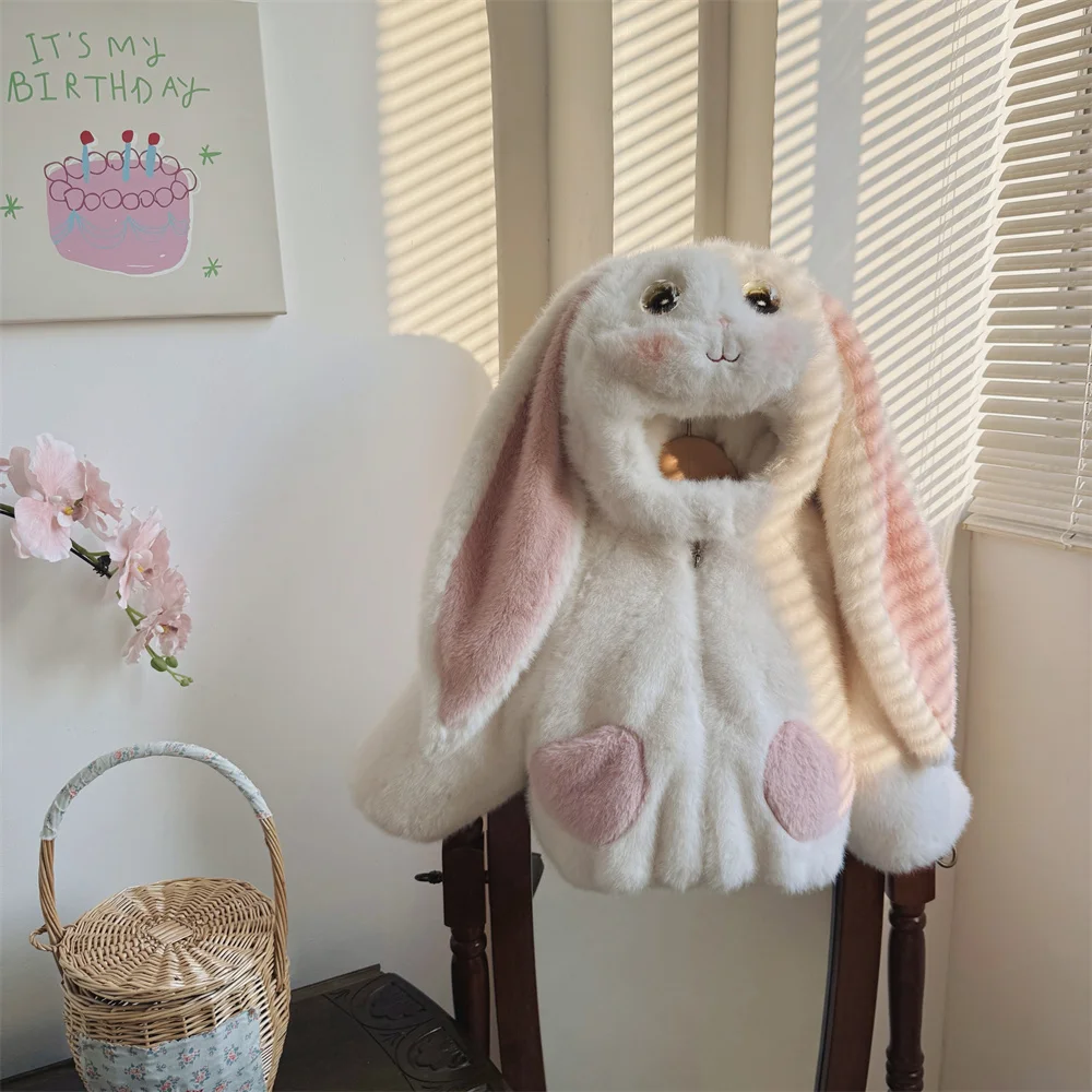 

Children's High-End Jacket Kids Clothes Thick White Rabbit Fur Child Floral Spring Design Winter Coat Boy Girl