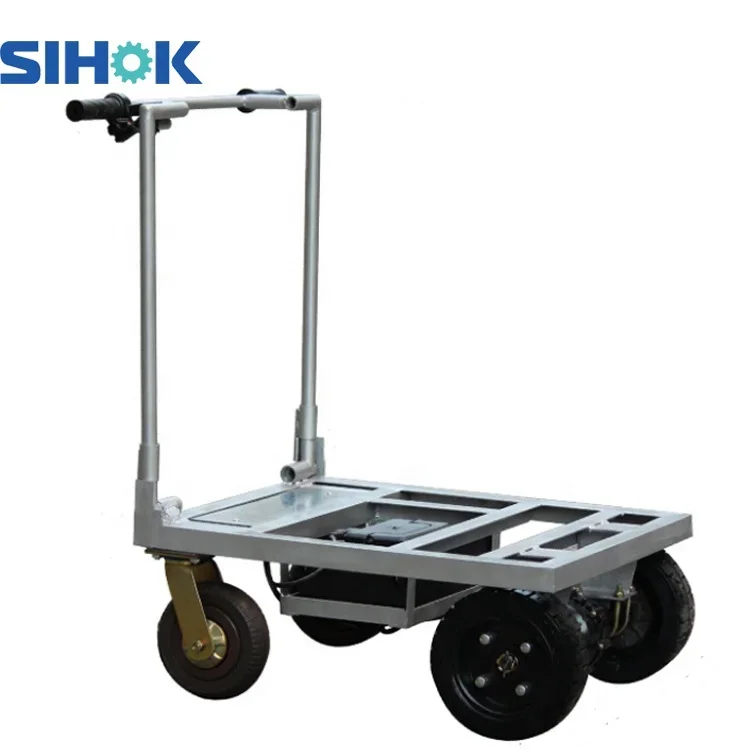 China 4 wheels cargo carrier 550kg 650kg 750kg heavy du ty platform trolley folding electric hand truck / electric trolley