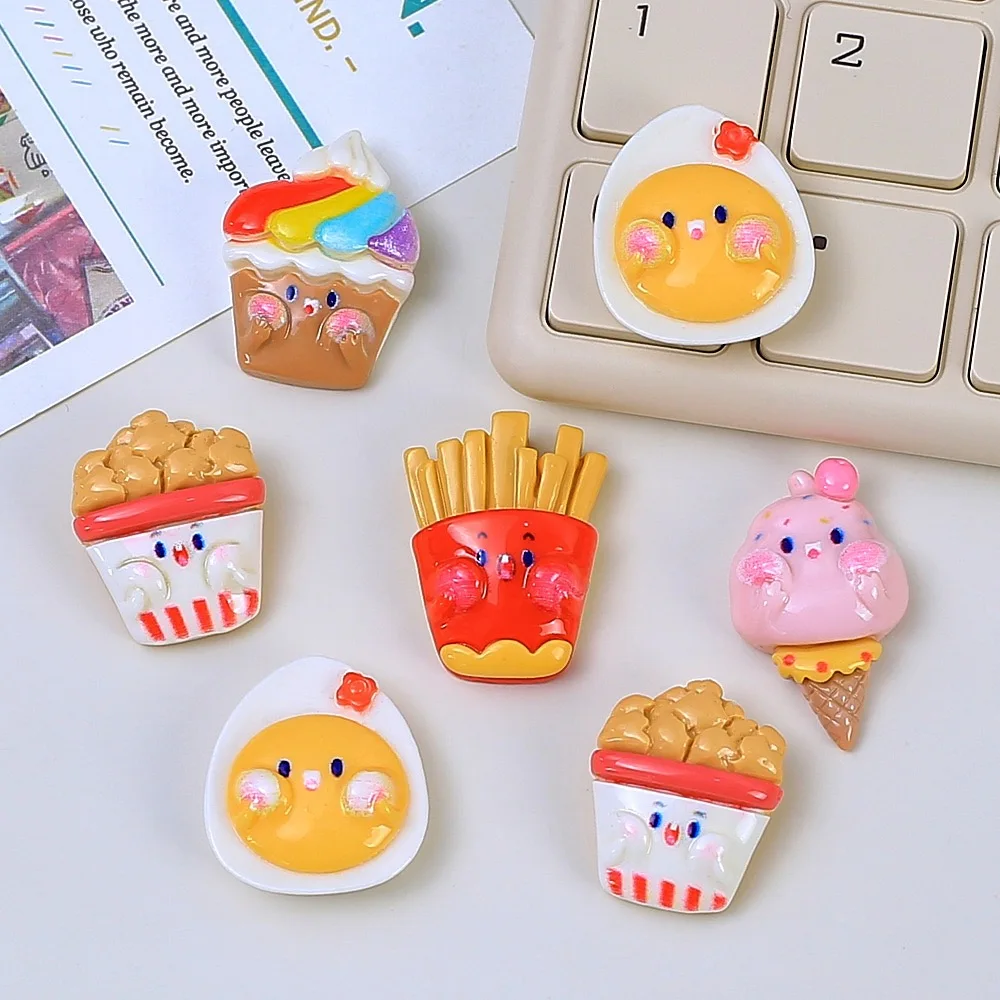 10pcs Resin Kawaii Cartoon French Fries Flatback Cabochon Simulation Food Scrapbooking Figurines DIY Decoration Crafts