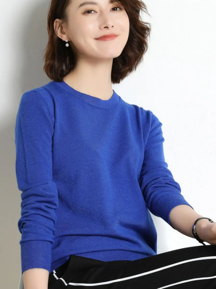 

New 2025 Autumn Winter Women's Knitted Long Sve round Ne Thin Straight Tube Sweater Comfortable Faionable Single Piece