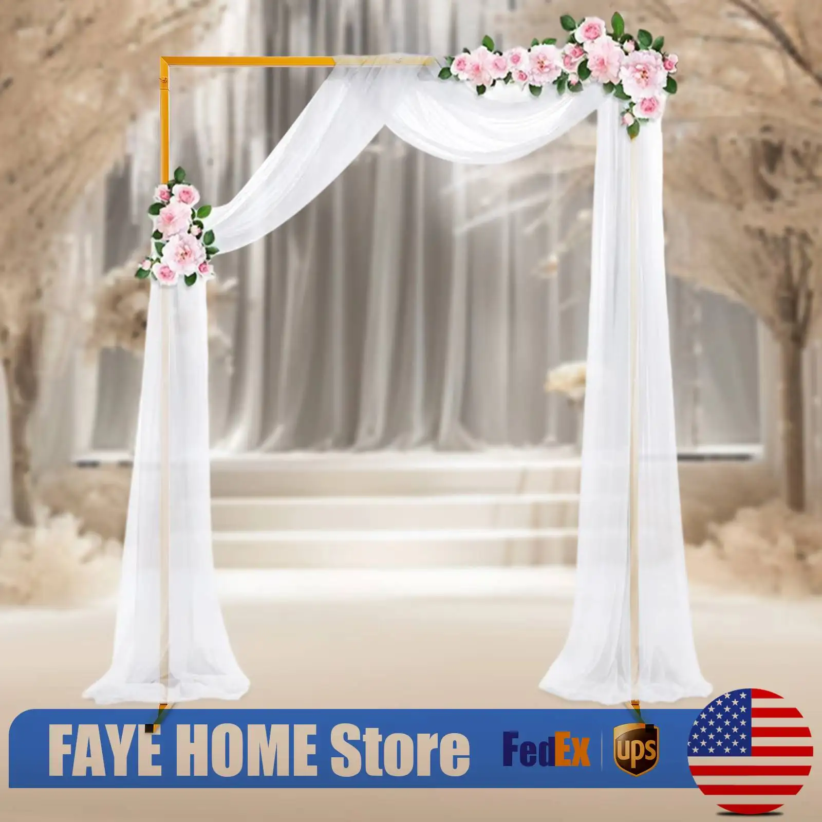 

Wedding Arch Stand, Square Pipe Wedding Stand, 2m Wide x 1.5m Tall Yellow Background Frame, Heavy Duty Galvanized Metal
