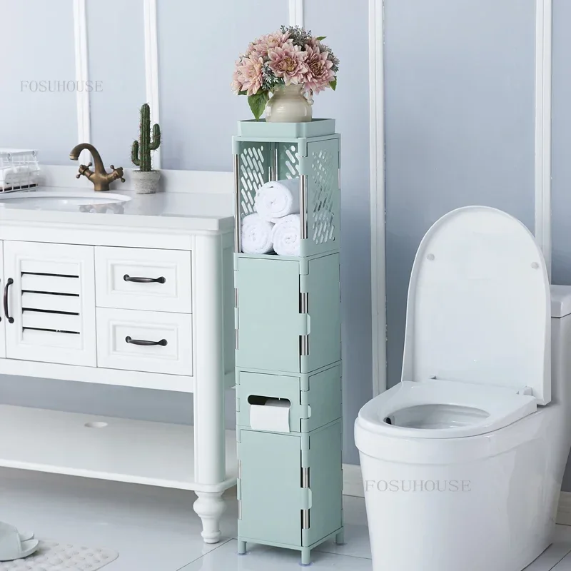 

Nordic Multi-functional Bathroom Cabinets Narrow Gap Storage Rack Floor-standing Multi-layer Bathroom Furniture Storage Cabinet