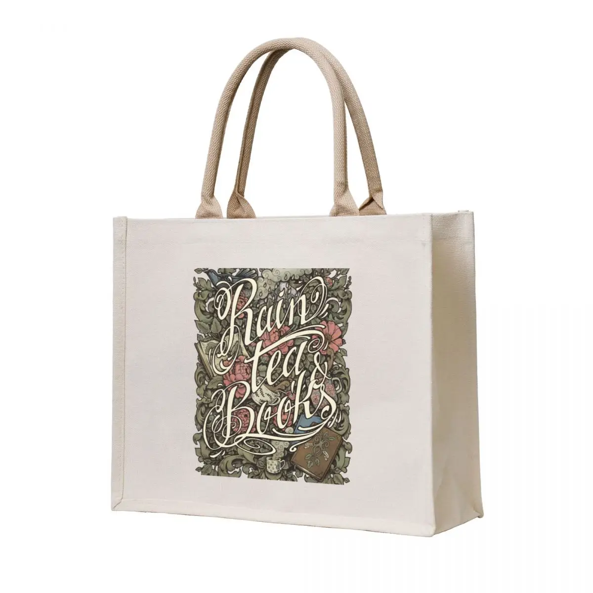 

Rain, Tea & Books - Color version Tote Bag Shopping bags tote bag woman Cloth bags